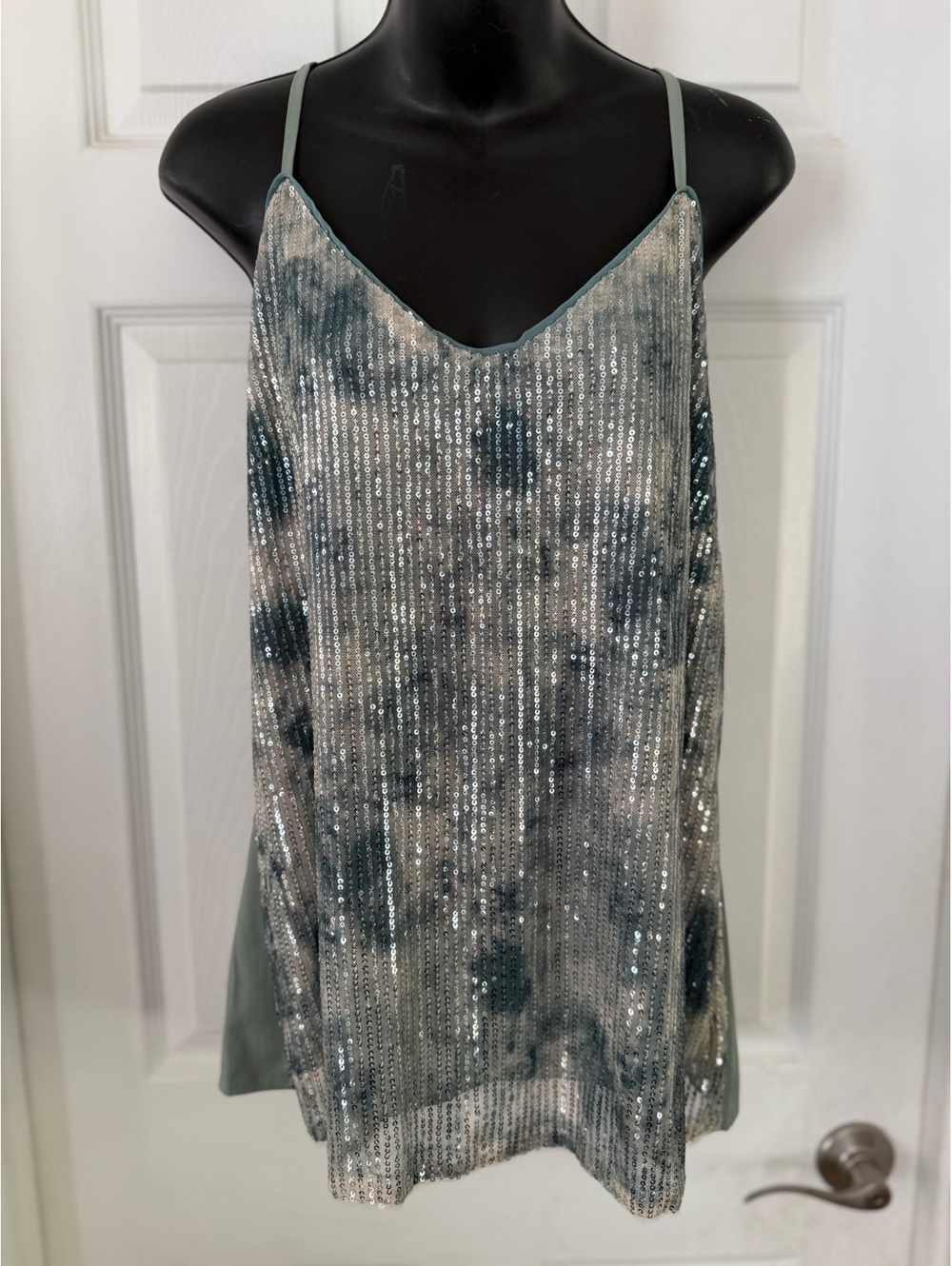 Grace Karin sequin camisole top sage green size 2XL